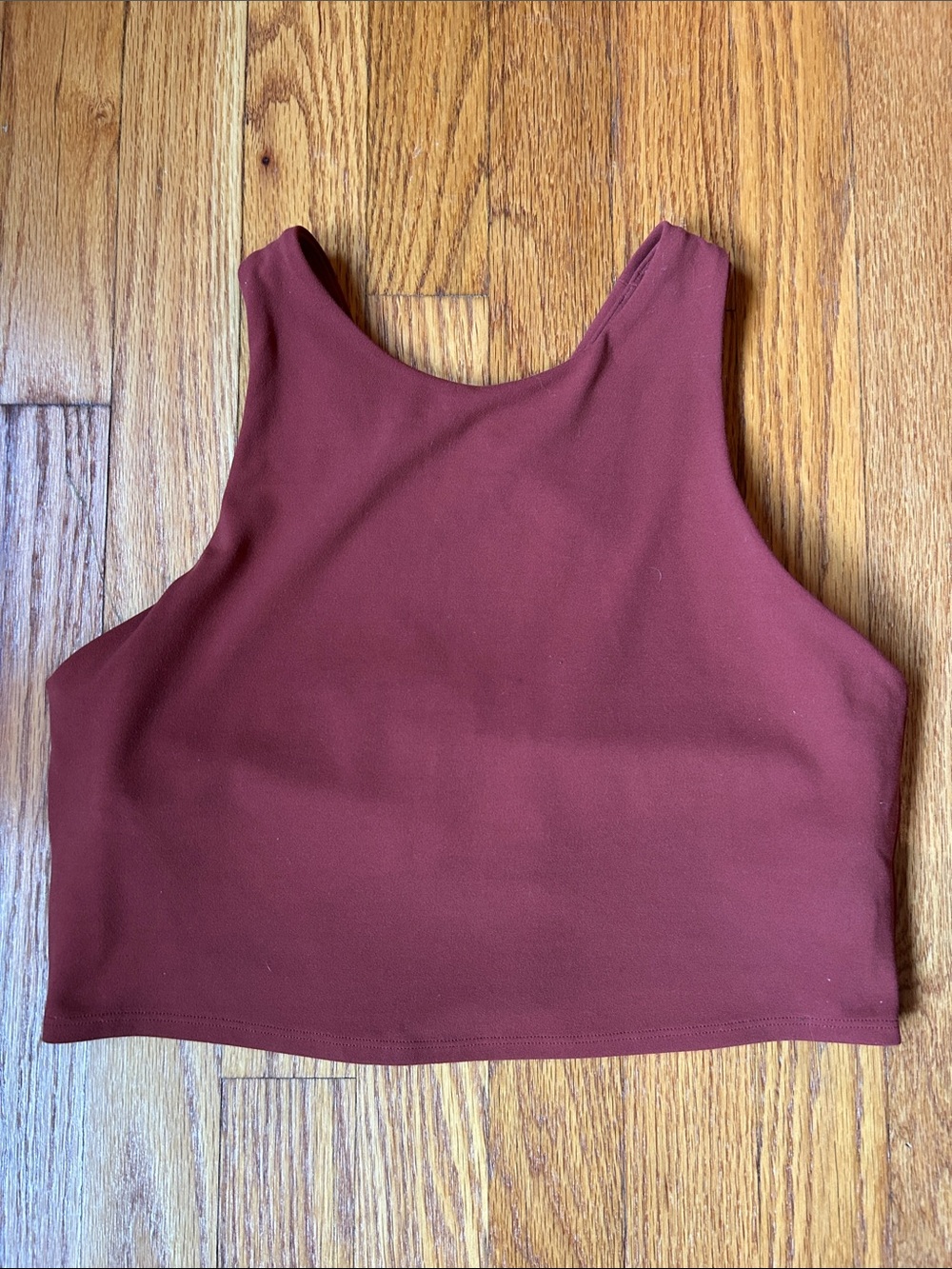 Athleta Maroon High-Neck Ribbed Cropped Tank with Built in Sports Bra